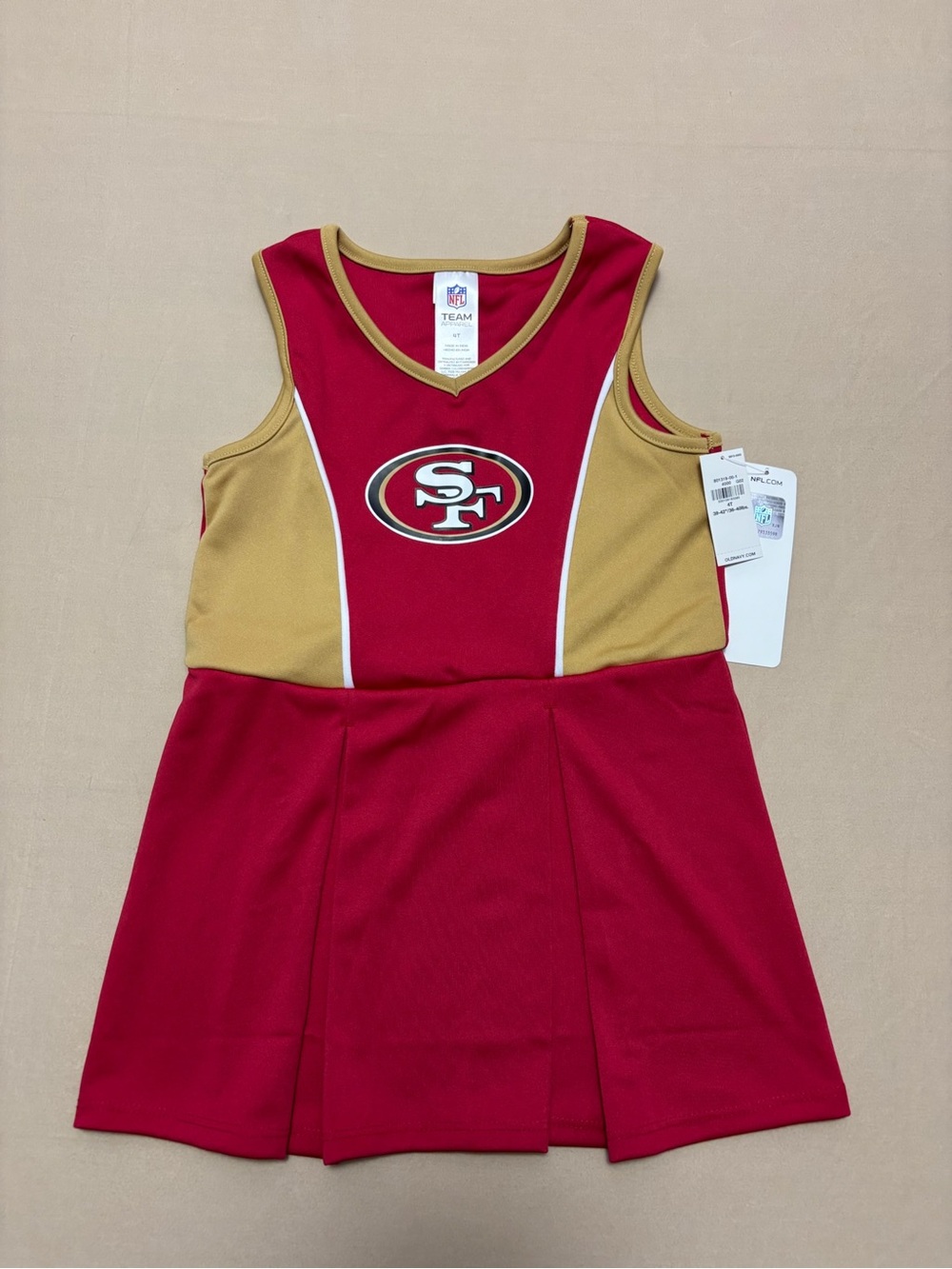 NWT NFL San Francisco 49'ers Toddler Cheer Dress in Red and Gold Size 4T